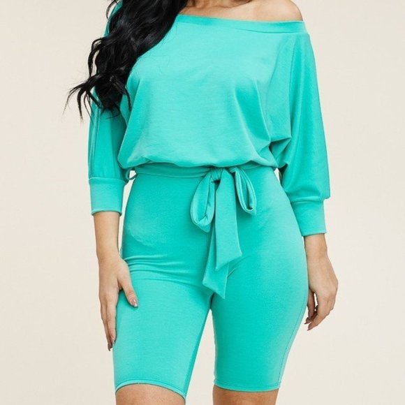 🎀Slouchy Solid French Terry 3/4 Sleeve Romper🎀 - Picture 2 of 4